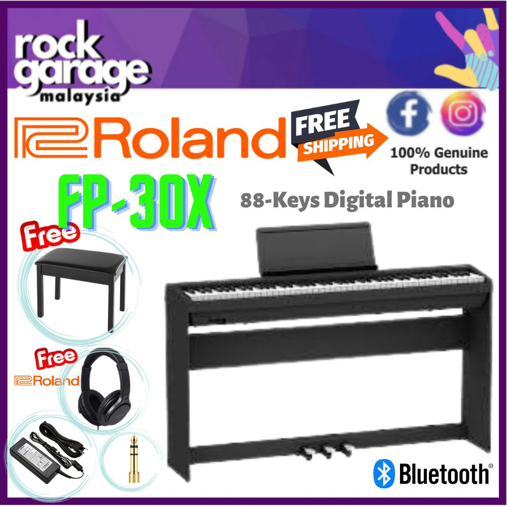 Roland FP30X 88key Digital Piano w/RH5 Headphone ,Piano Bench And