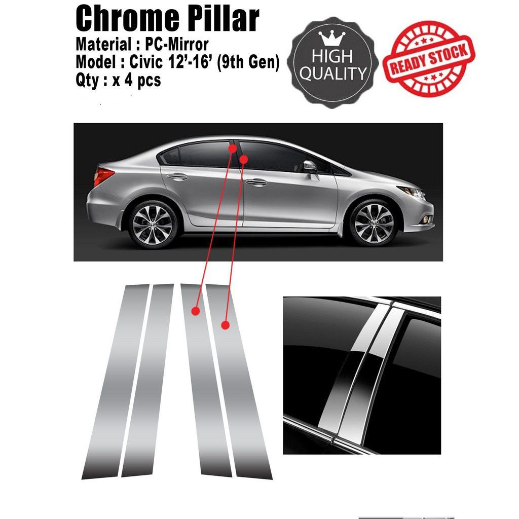 HONDA CIVIC 2012-2016 CHROME PILLAR 1SET | Shopee Malaysia