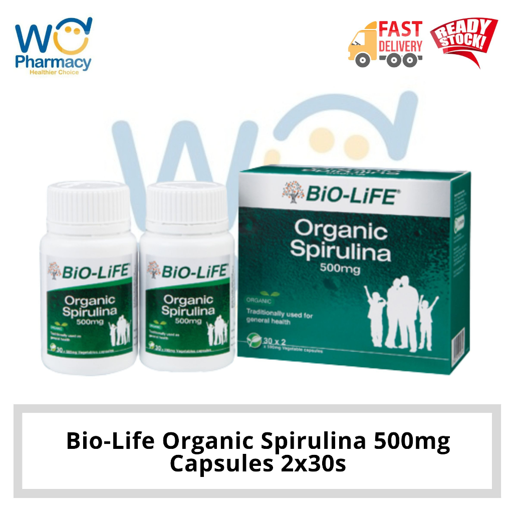 Bio Life Organic Spirulina 500mg Capsules 2x30s Shopee Malaysia