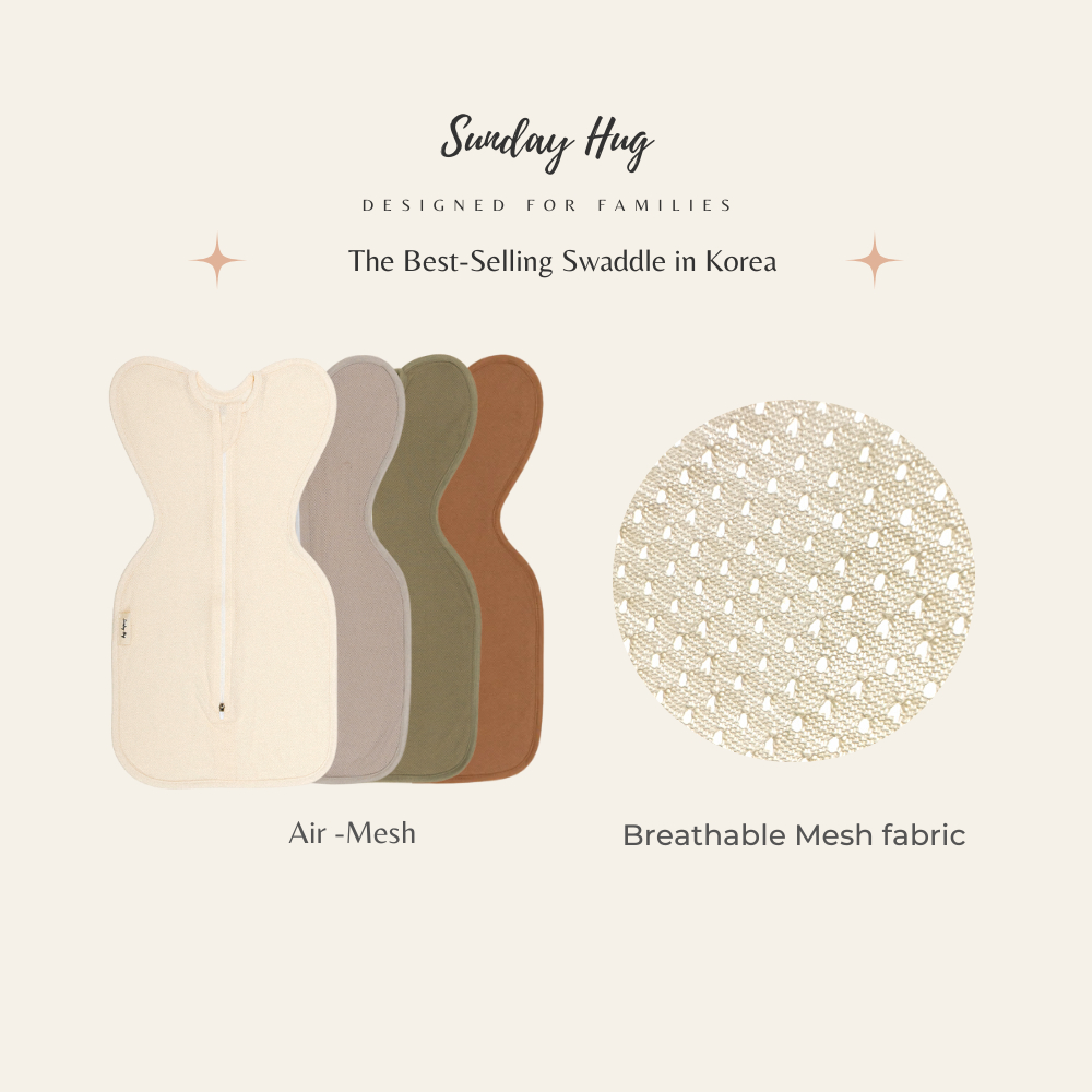 Sunday Hug Baby Swaddle (AirMesh), Safe for Sensitive Skin, Make in