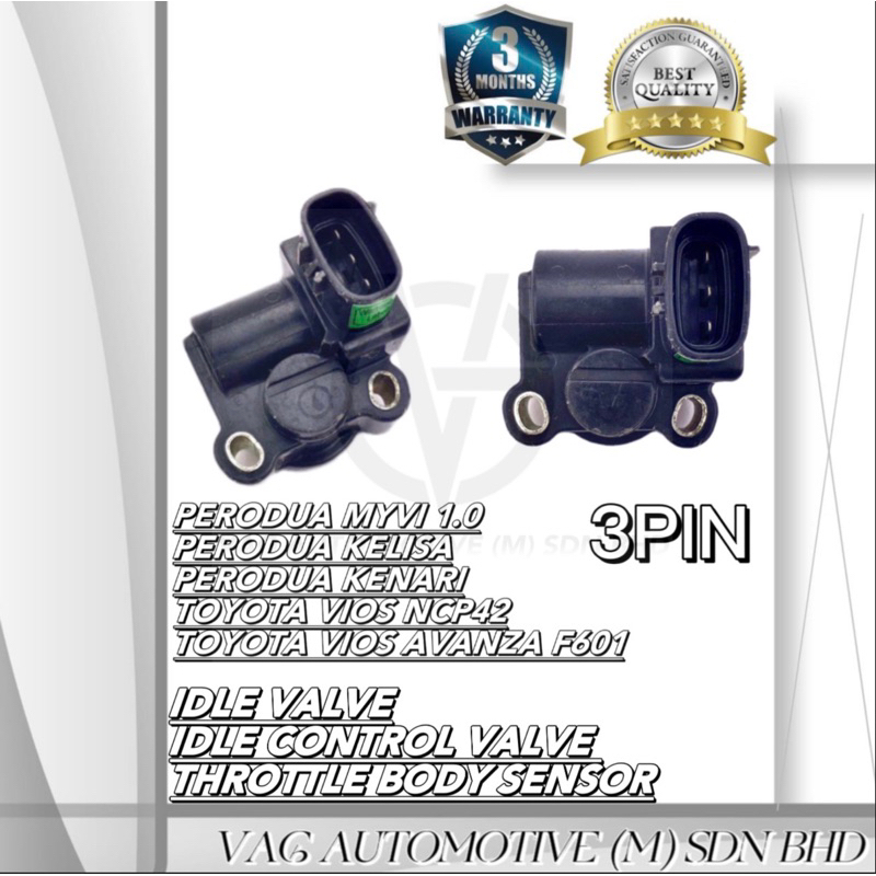 PERODUA MYVI 1.0,KELISA,KENARI,TOYOTA VIOS NCP42,AVANZA F601(3PIN)IDLE VALVE/IDLE CONTROL VALVE