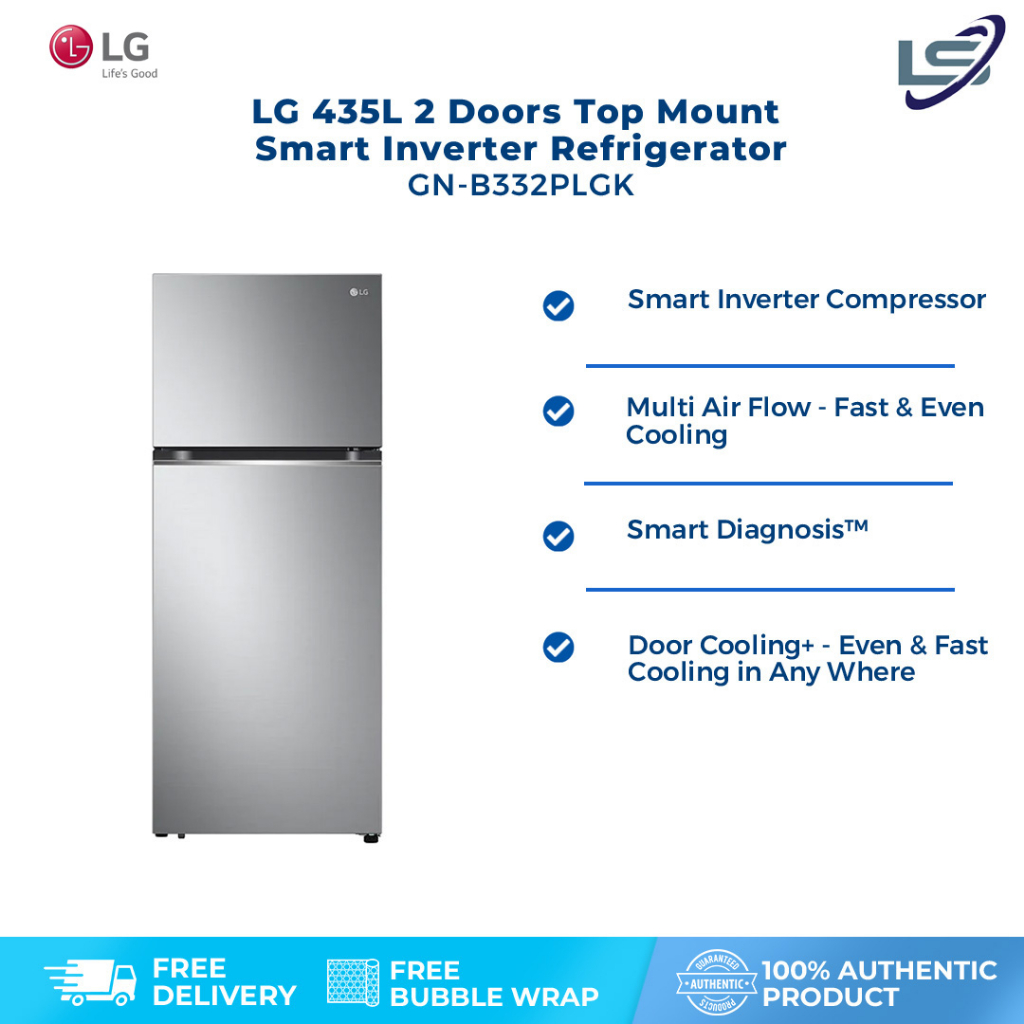 LG 435L 2 Doors Top Mount Smart Inverter Refrigerator GNB392PLGK