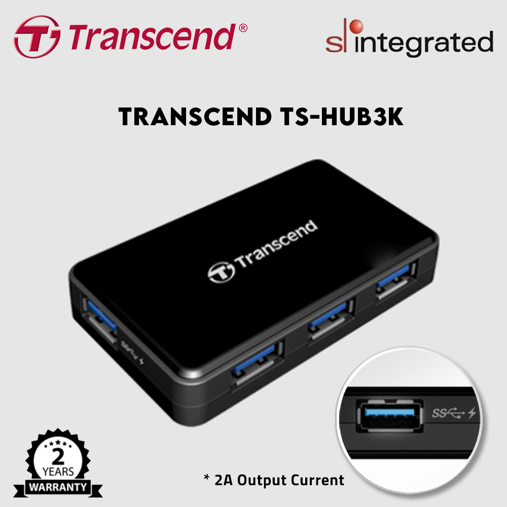 Transcend USB 3.0 4-Port Hub With Power Adapter (TS-HUB3K) | Shopee ...