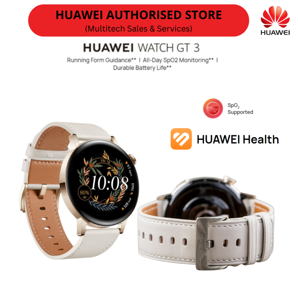 HUAWEI WATCH GT 3 42mm Smartwatch, 7 Days battery life, all-day SpO2  monitoring, Personal AI Running Coach