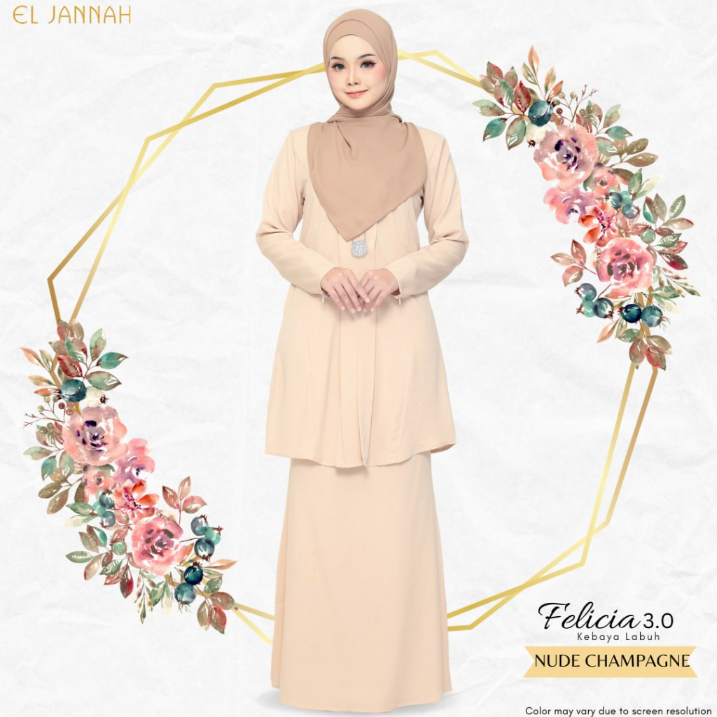 Kebaya Labuh FELICIA 3.0 Nude Champagne Kebaya Labuh Nursing Friendly ...