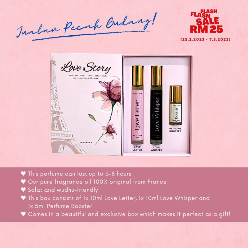 JUALAN PECAH GUDANG) LOVE STORY PERFUME SET by Flonerch (LOVE