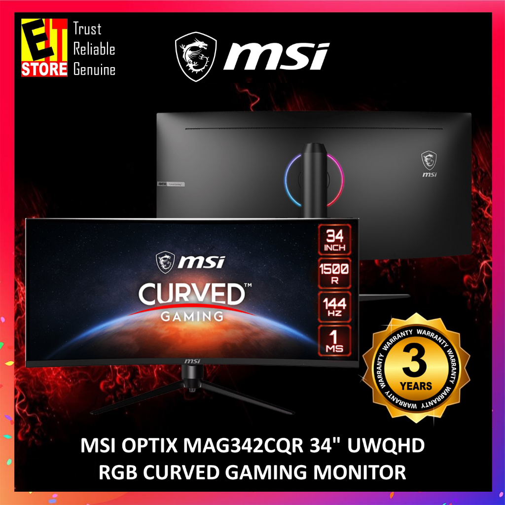 MSI OPTIX MAG342CQR 34" UWQHD RGB CURVED GAMING MONITOR ( 144HZ + 1MS ) Shopee Malaysia
