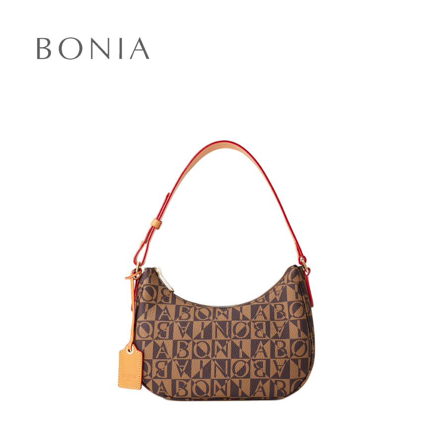 Buy BONIA Dark Brown Monogram Zoey Satchel Bag 2023 Online