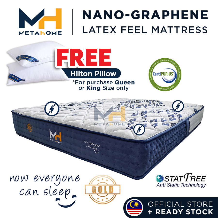 10 Inch THICK Mattress METAHOME Nano Graphene Latex Feel (Single/Super ...