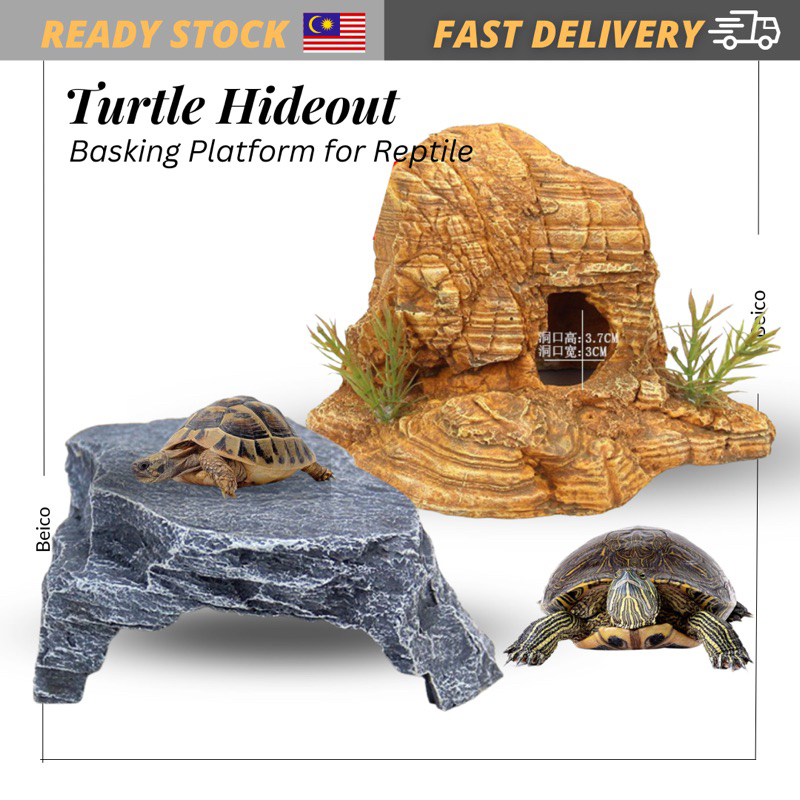 Turtle Basking Platform Reptile Terrarium Hideout Tortoise Resin Rock