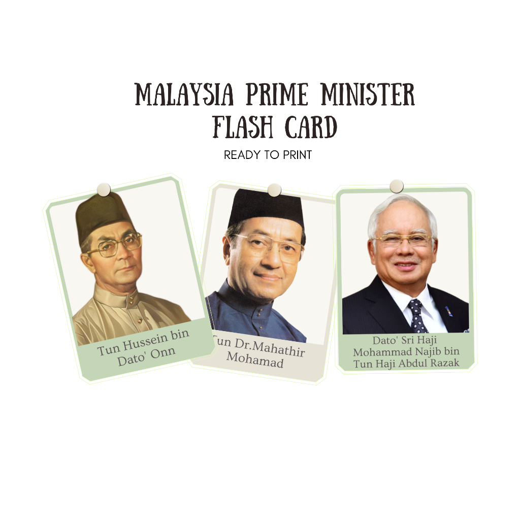 Malaysia Prime Minester Printable Flashcard | Shopee Malaysia