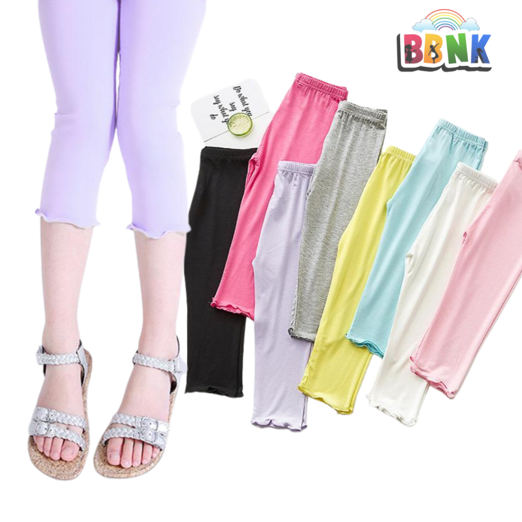 BBKid 🦄️ Girl Summer Modal Fabric Leggings Below Knee Cropped Soft Pants 8  Colours NC001