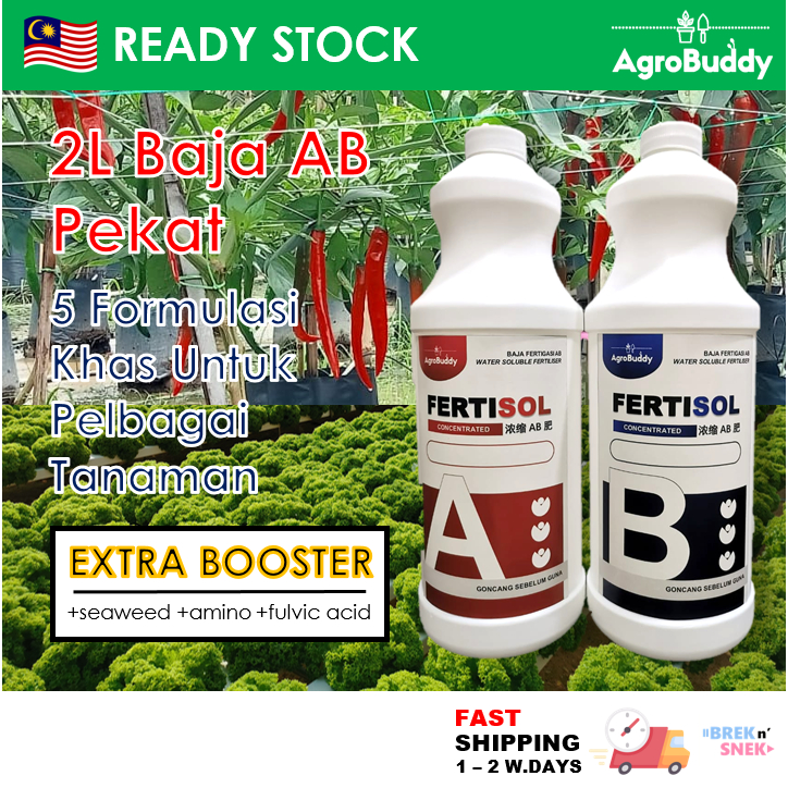 2L AgroBuddy Liquid AB Set Water Soluble Fertiliser Fertigation ...