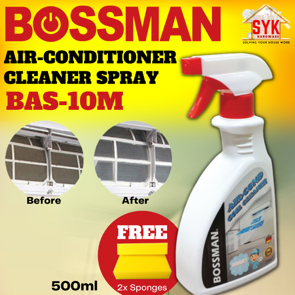 SYK Bossman BAS10M 500ml Air Conditioner Coil Cleaner Spray Aircon