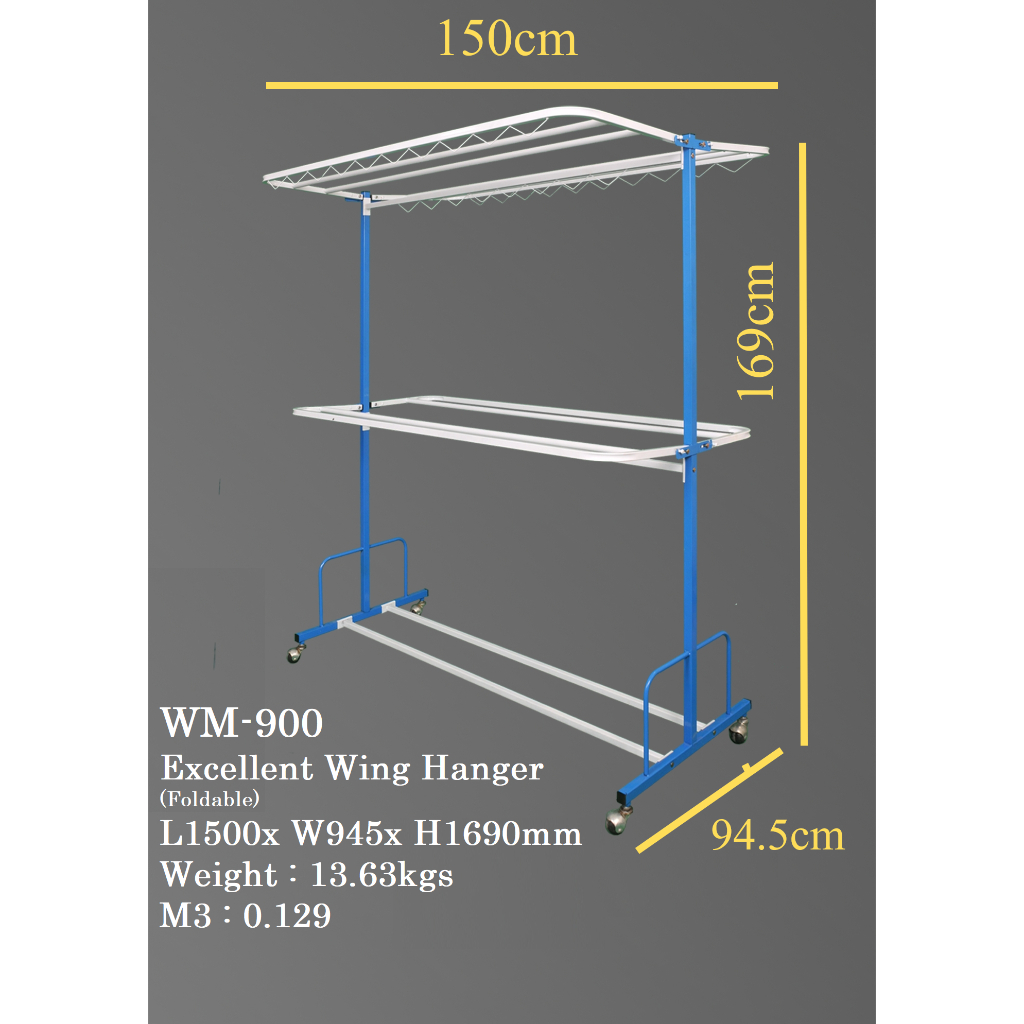 (Ready Stock)WM-900 Super Wing Hanger with roller/Rak Penyidai baju ...