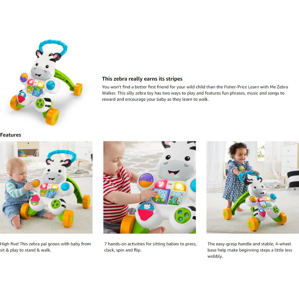 Fisher price learn to walk zebra online