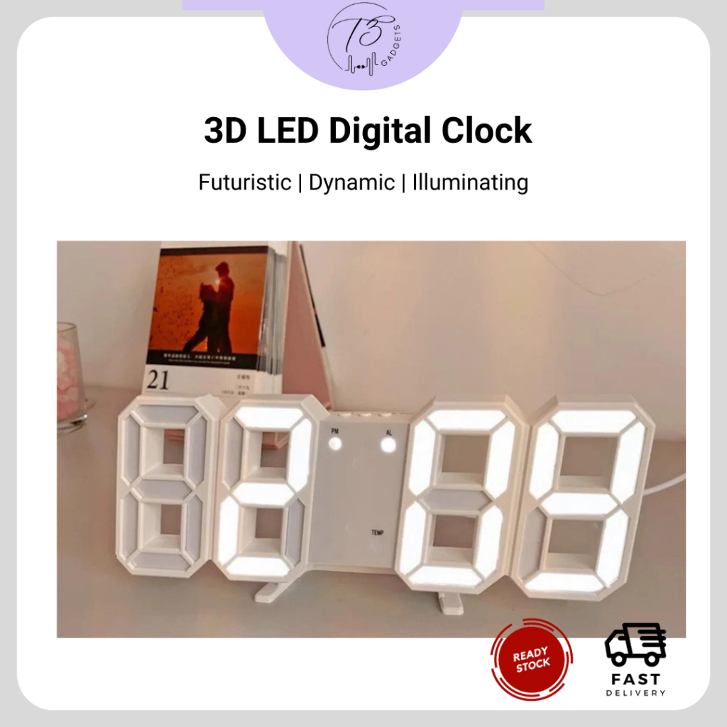  ready stock 3d led digital clock wall clock 3d led digital clock