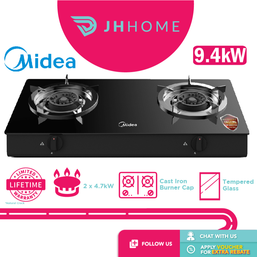 Midea 4.7kW 2 Burner Portable Tabletop Gas Cooking Stove MGST211G