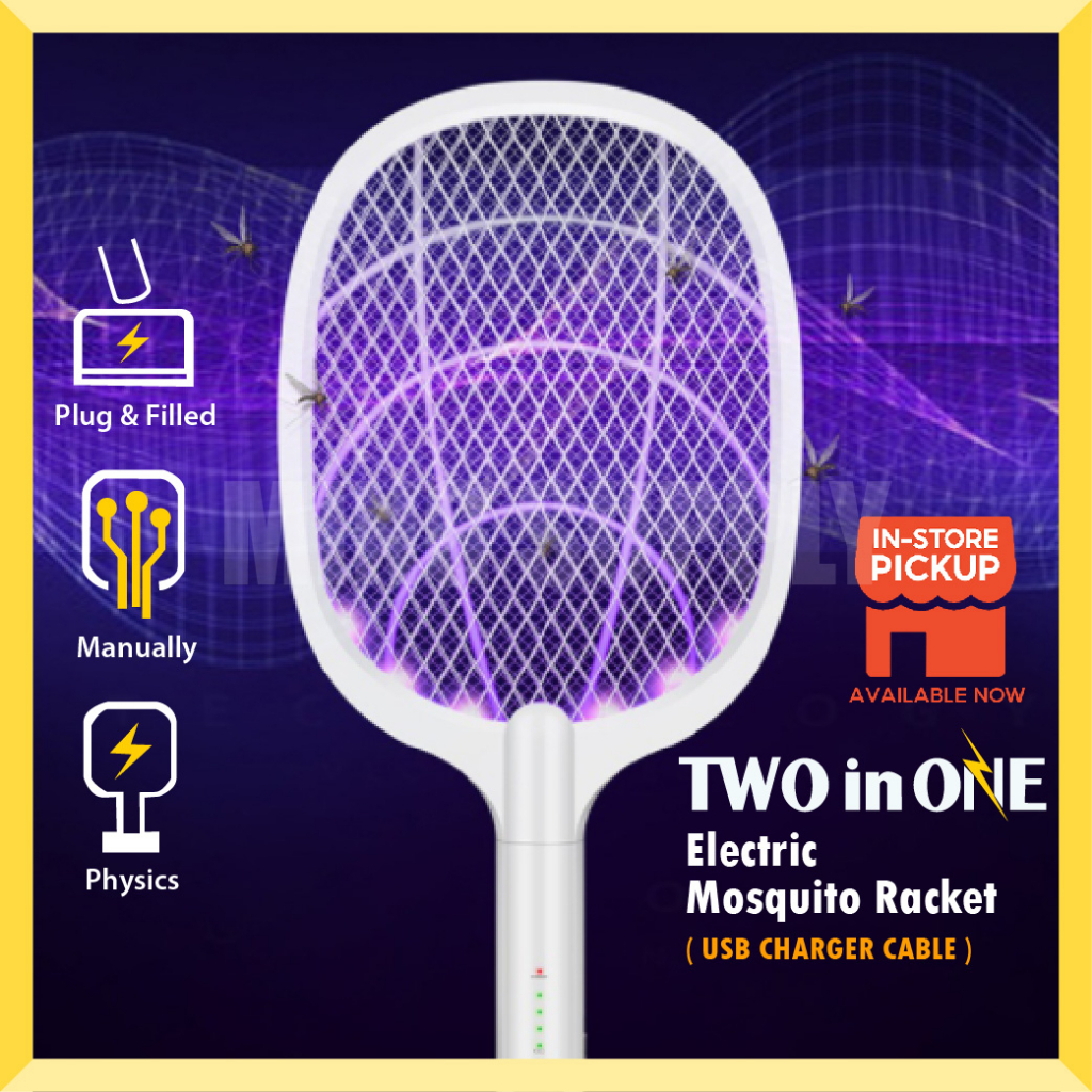 MS_ Mosquito Racket Lamp 2in1 Raket Perangkap Nyamuk Elektrik Rechargeable Mosquitoes Insect
