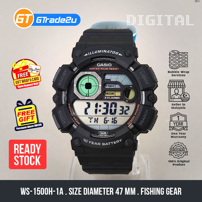 Original Men WS1500H1A WS1500H1A Digital Fishing Gear Watch Black