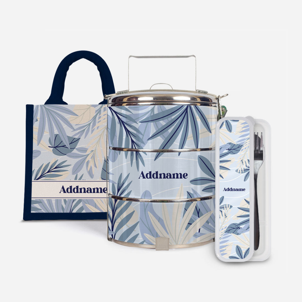 Suasana Series Personalised Tiffin Bundle + Lunch Bag + Cutlery Set