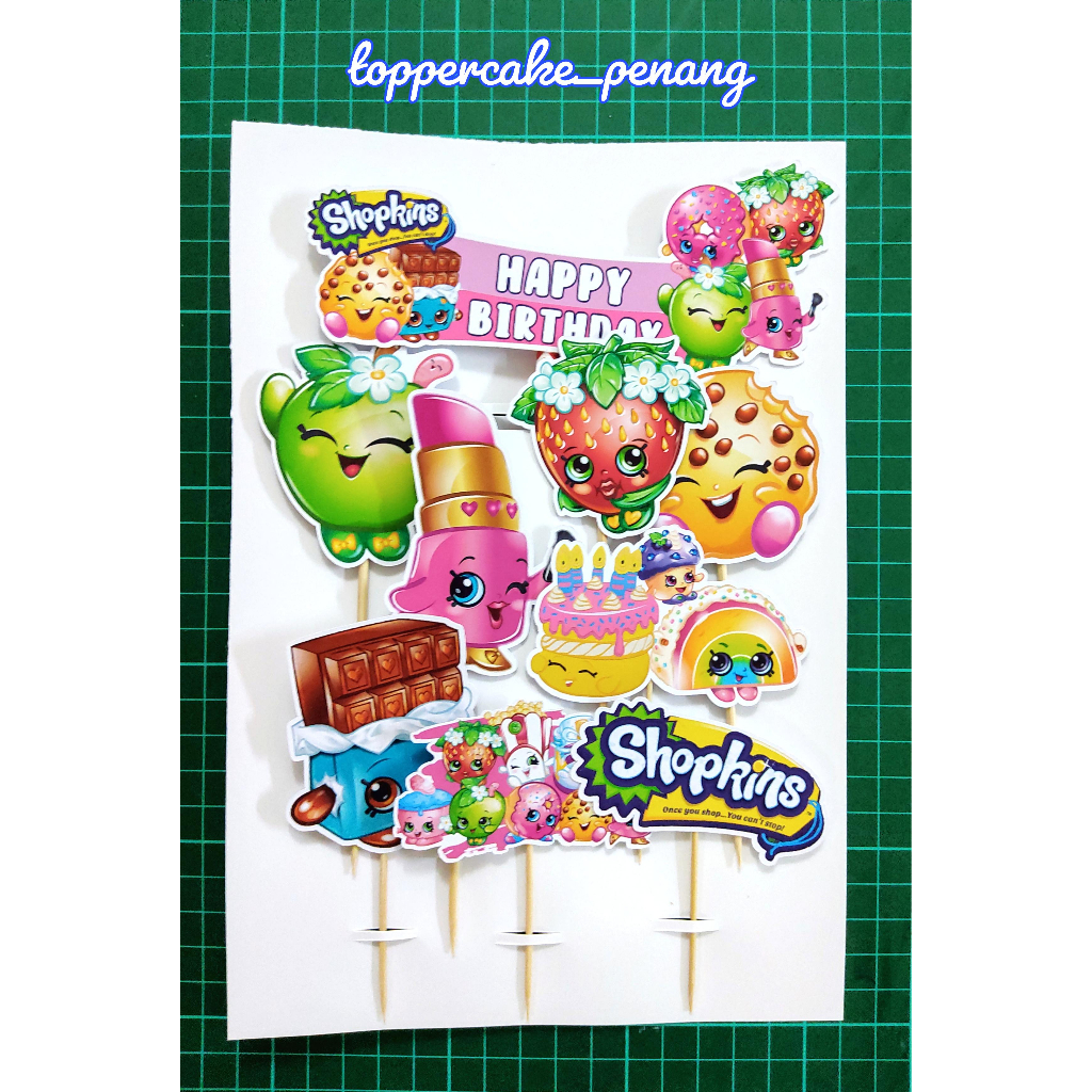 Shopkins Happy Birthday Decoration Set Cake Topper for Birthday Cake ...