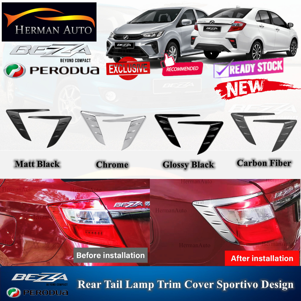 HermanAuto Perodua Bezza 2019-2023 Rear Tail Lamp Trim Cover Sportivo ...