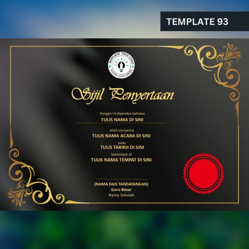 [Powerpoint] Template Sijil Certificate Template Editable Powerpoint ...