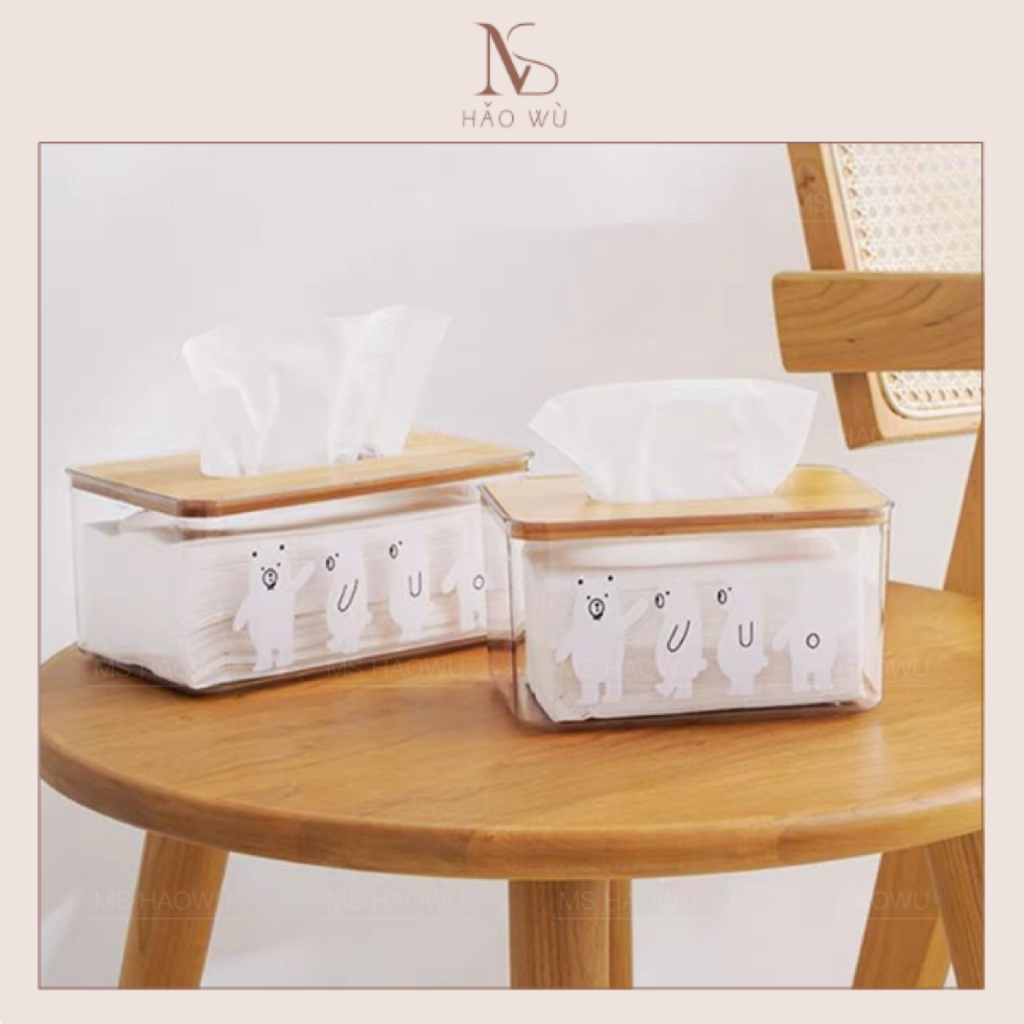 Ready Stock | Creative transparent bear tissue box 北欧简约创意小熊家用客厅透明纸巾盒 ...