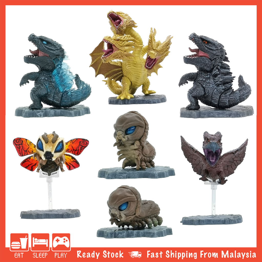 Oem 6cm Chibi Godzilla Vs Kong Monster Kaiju Trendmaster Shin Ghidorah 