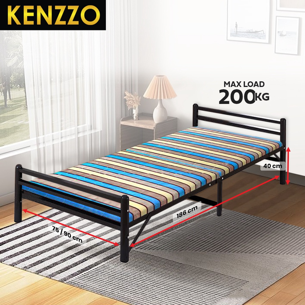 KENZZO ARIES Metal Foldable Single bed frame with strong and stable