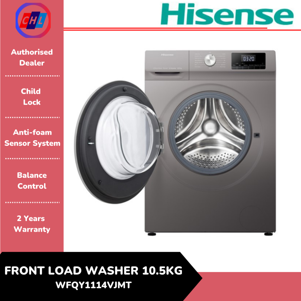 HISENSE (AUTHORISED DEALER) FRONT LOAD WASHER 10.5KG WFQY1114VJMT