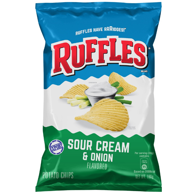 RUFFLES Sour Cream & Onion Potato Chips 170gm (Exp Nov 23) Shopee