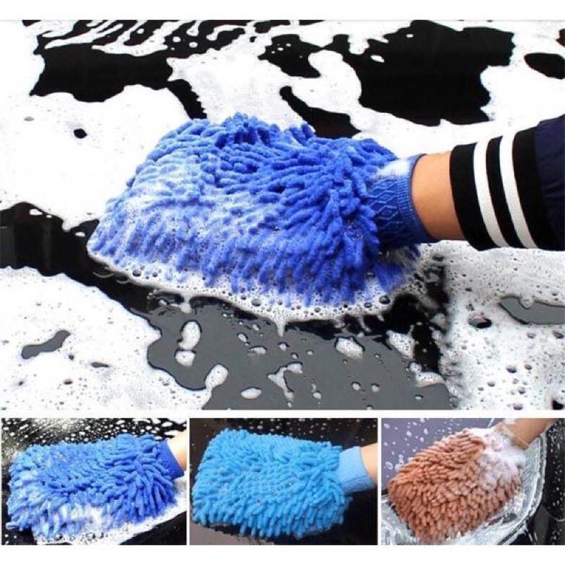 Car Wash Mitt 2 Pack - Large Size Microfiber Wash Mitt Car Cleaning Mitts  Premium Chenille Car Washing Gloves Winter Waterproof Car Wash Rag Sponge  Ki