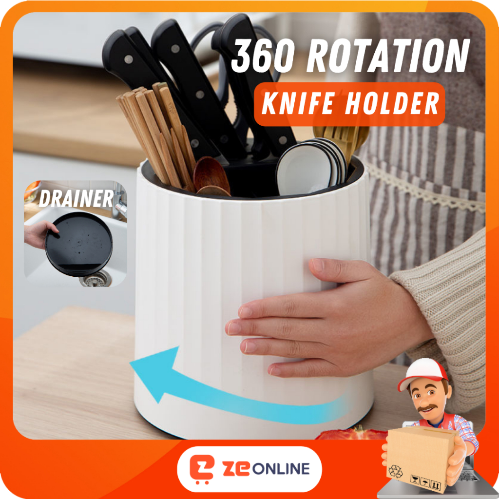 Kitchen Knife Holder Rotation Utensil Organizer Knife Storage Scissors ...