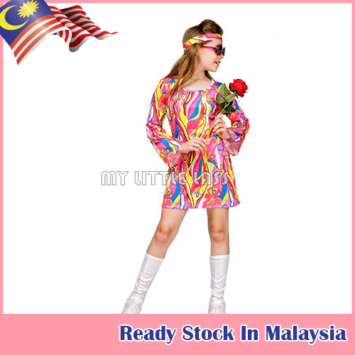 Children Girl Retro 60 70s Disco Dazzler Costume Sparkle Metallic