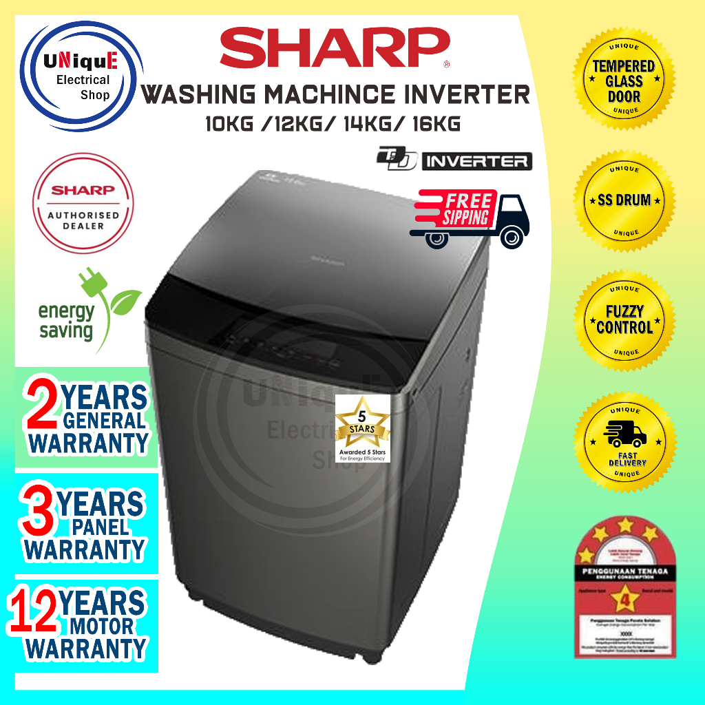 Sharp Top Load Washing Machine DD Inverter / Mesin Basuh Inverter 10KG ...