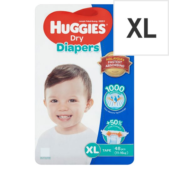 Ready Stock Huggies Dry Diapers Tape Size XL (1116 kg) (42 Pcs