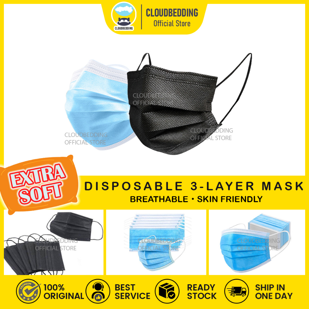 50 pcs Face Mask Disposable Earloop 3ply 3 ply Antidust Face Mask