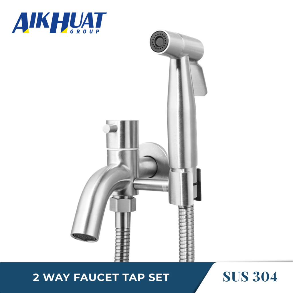 Sus304 Stainless Steel Two Way Tap Faucet With Bidet Spray And Flexible Hose Shopee Malaysia 5789