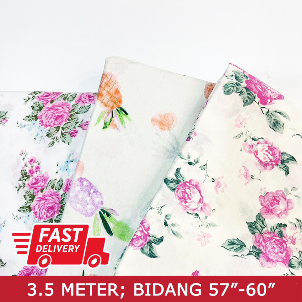 [READY STOCK] Kain Pasang Cotton English Bunga Rose Flower Design ...