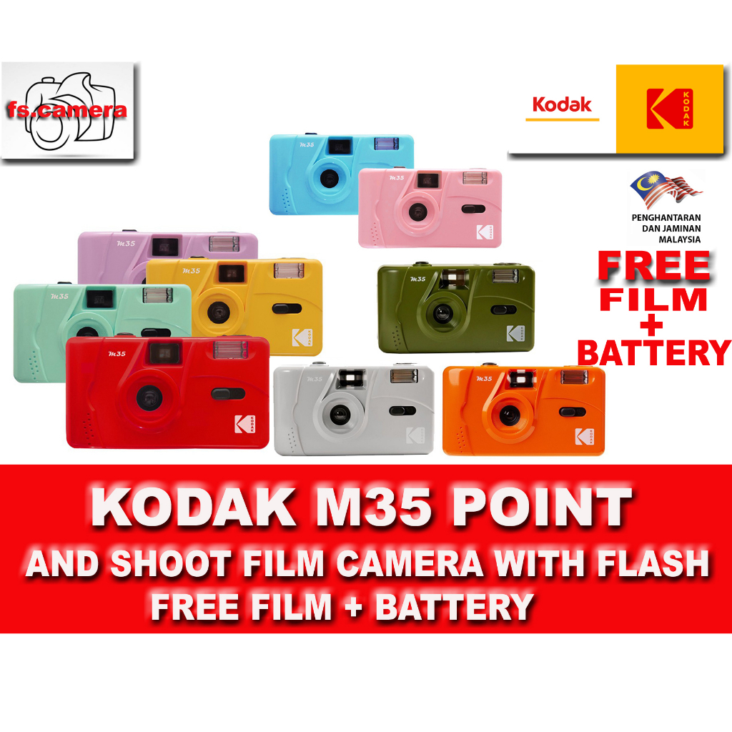 KODAK M35 POINT AND SHOOT FILM CAMERA WITH FLASH FREE FILM 36 EXPOSURE (RANDOM)+ FREE BATTERY
