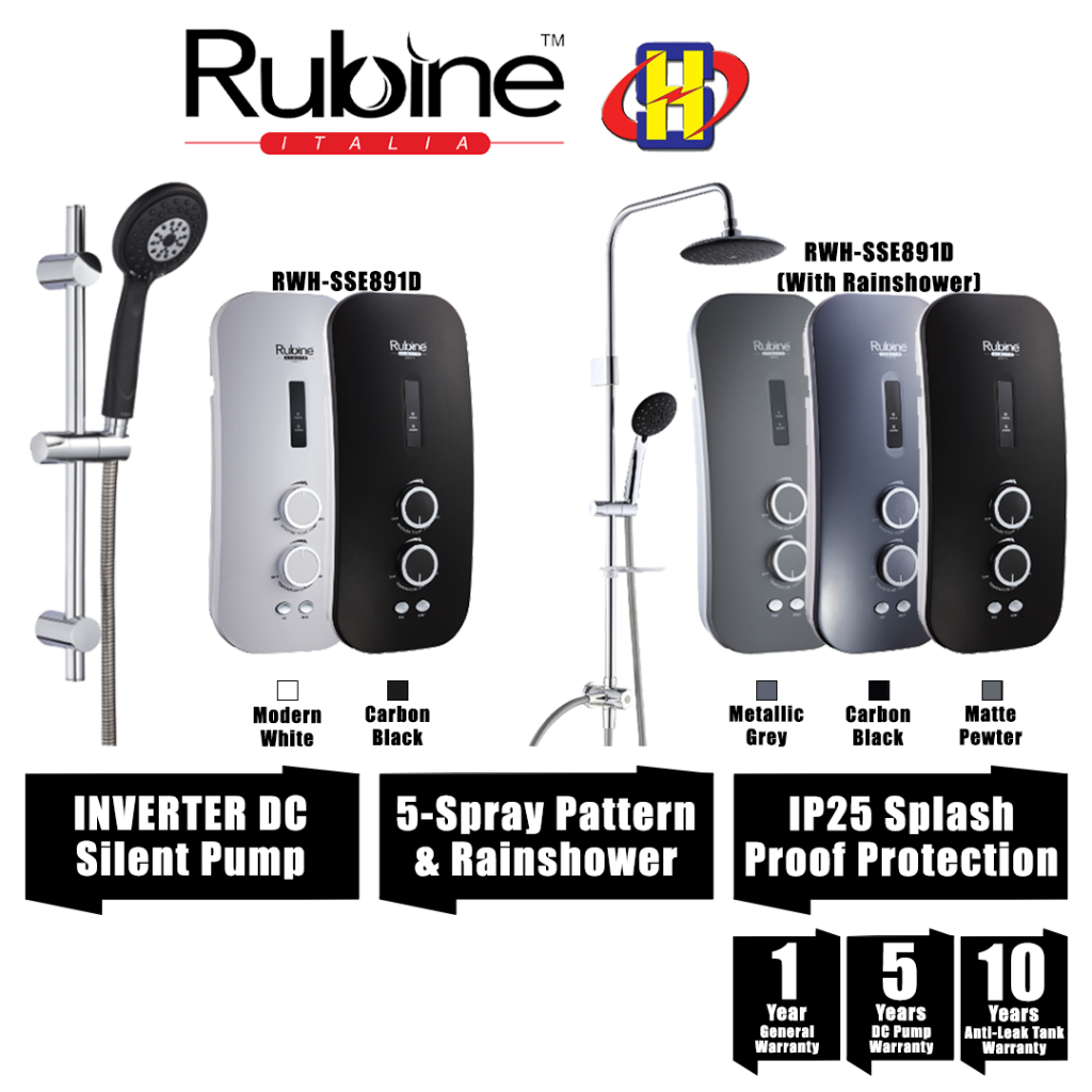 Rubine Water Heater (DC Pump/Rain Shower) SSE Series Silent Inverter