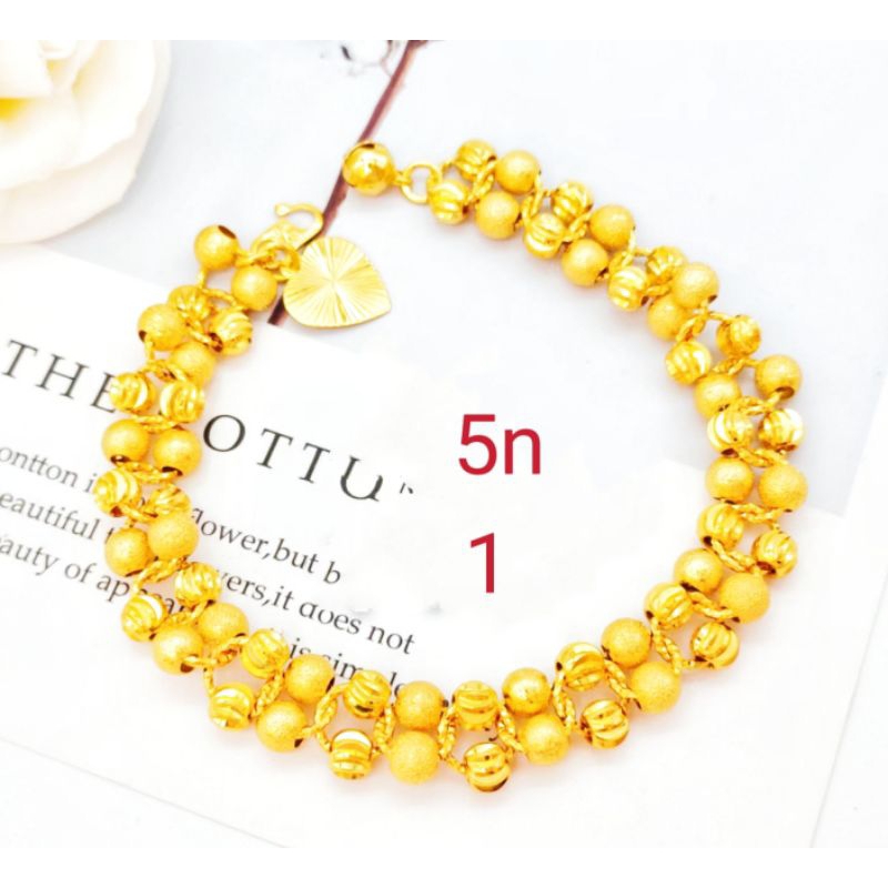 Rantai Tangan Double Boba Emas Bangkok Jewellery Bracelet Gold Plated