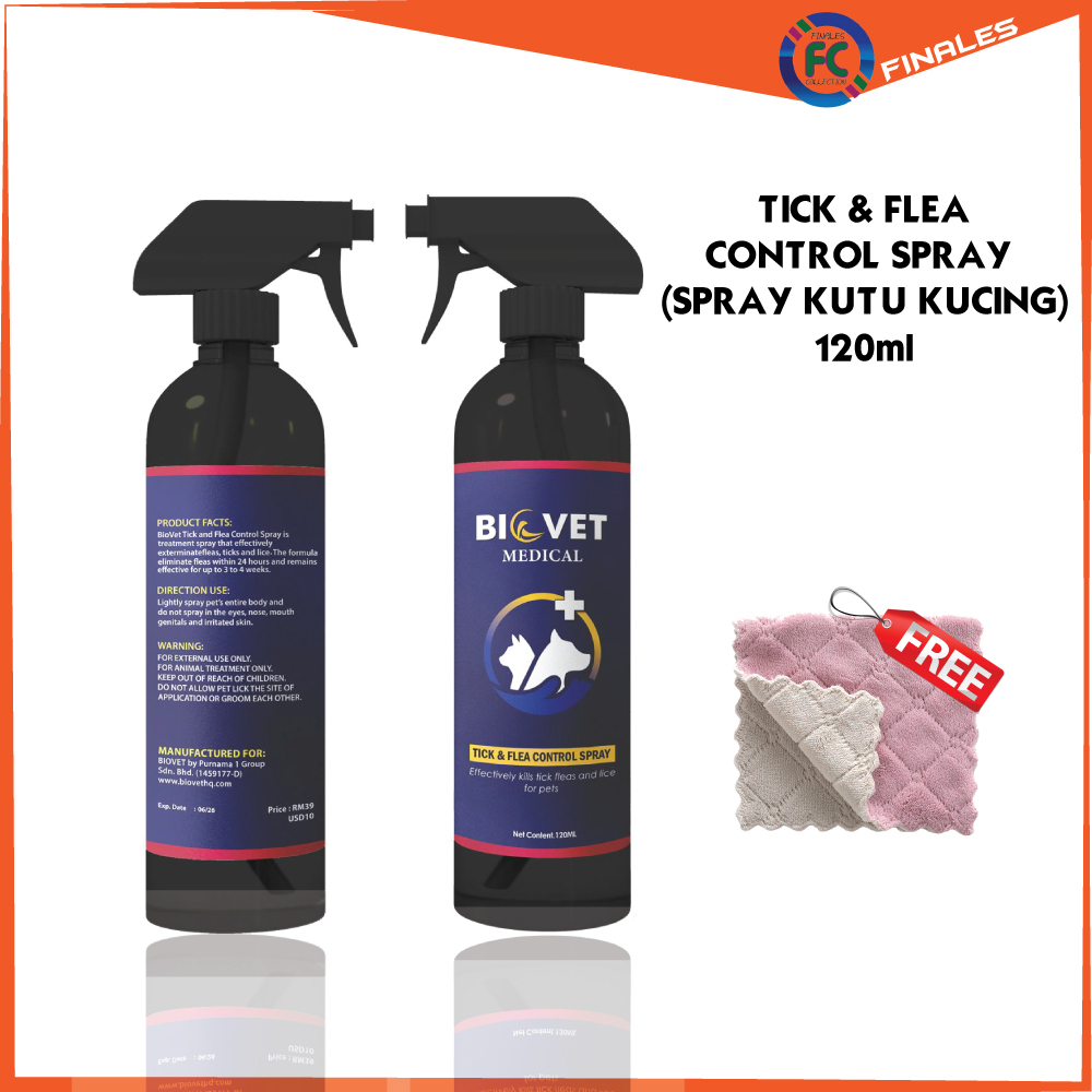 Ubat Hapus Kutu Kucing Anjing Biovet Tick & Flea Control Spray Biovet