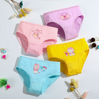 2-12years) 4pcs Baby Girl Underwear Cotton Soft Kid Panties Seluar Dalam  Gadi Underpants Cartoon Children Panty