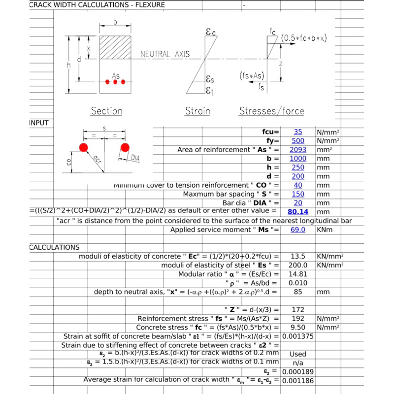 Crack width Calculation Spreadsheet for BS8110 | Shopee Malaysia