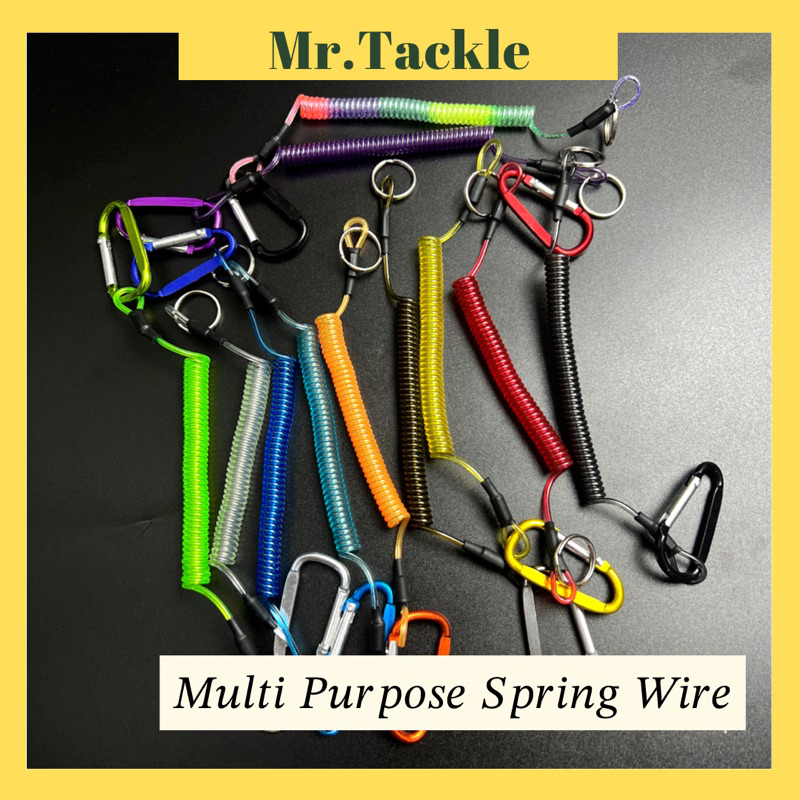 Portable Max Stretch Lanyards Spring Wayar Elastic Rope TPU Coiled  Anti-Lost Keychain Fishing Accessories Mancing