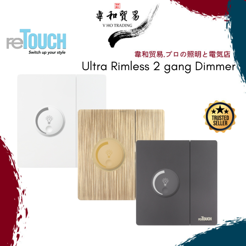 [VHO] Retouch Ultra Rimless 2 gang Dimmer Switch, Gold, White, Grey ...
