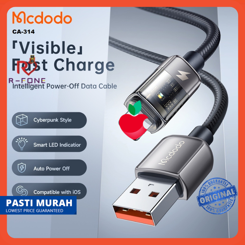 [Ready Stock] Mcdodo CA3140 Auto Power Off Transparent Data Cable for